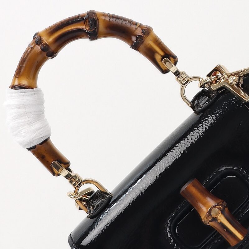 Replica Gucci Bamboo 1947 Patent Black - near-authentic luxury replica handbag