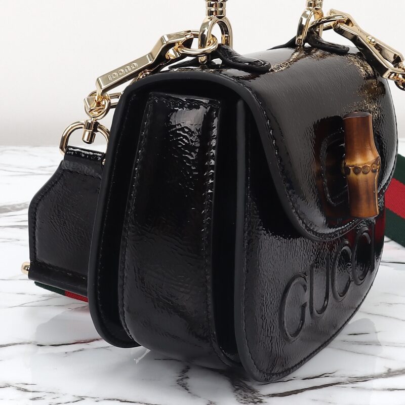 Replica Gucci Bamboo 1947 Patent Black - top-rated replica designer bag