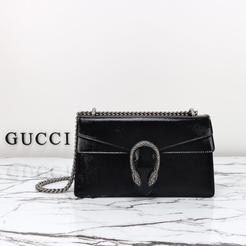Replica Gucci Dionysus Small Shoulder Bag Patent Black - Best Fake Designer Bags