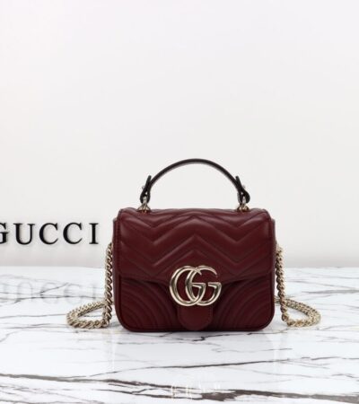 Replica Gucci Marmont Mini Top Handle Bordeaux - Best Fake Designer Bags