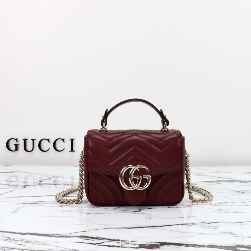 Replica Gucci Marmont Mini Top Handle Bordeaux - Best Fake Designer Bags