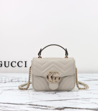 Replica Gucci Marmont Mini Top Handle Beige - Best Fake Designer Bags