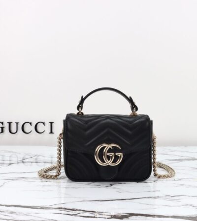 Replica Gucci Marmont Mini Top Handle Black - Best Fake Designer Bags