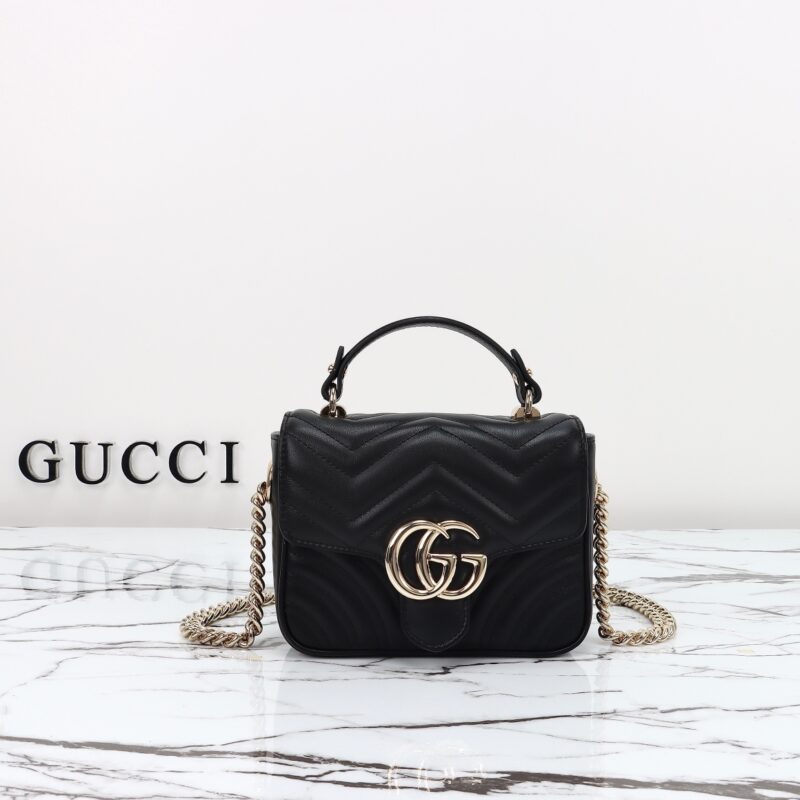 Replica Gucci  Marmont Mini Top Handle Black - Best Fake Designer Bags