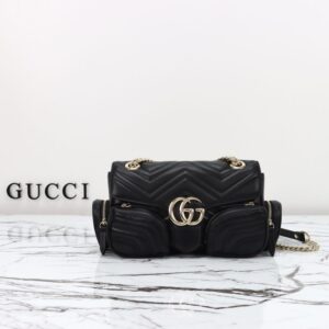 Replica Gucci Marmont 2.0 GG Shoulder Bag Black - Best Fake Designer Bags
