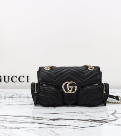 Replica Gucci Marmont 2.0 GG Shoulder Bag Black - Best Fake Designer Bags