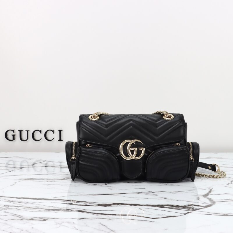 Replica Gucci Marmont 2.0 GG Shoulder Bag Black - Best Fake Designer Bags