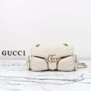 Replica Gucci Marmont 2.0 GG Shoulder Bag White - Best Fake Designer Bags