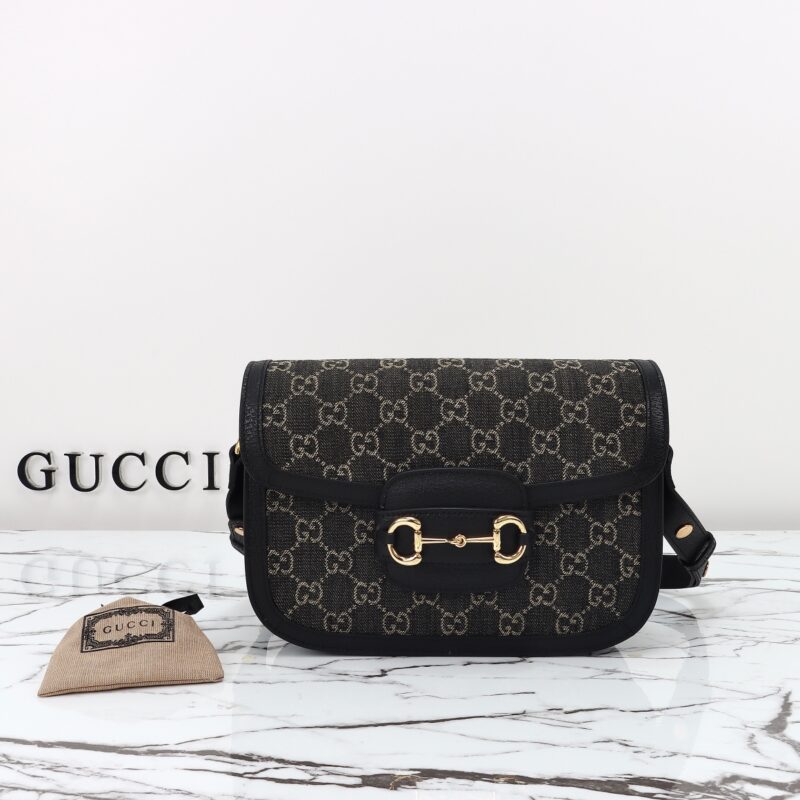 Replica Gucci  G 1955 Horsebit Black Denim - Best Fake Designer Bags