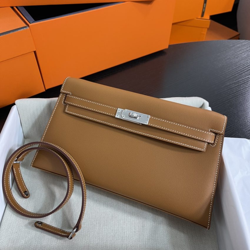 Replica Hermes Kelly Elan Brown Silver - Best Fake Designer Bags