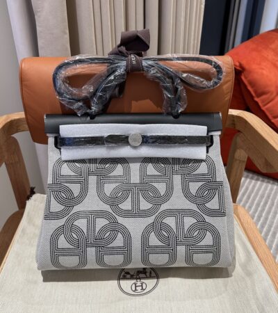 Replica Hermes Herbag 31cm Circuit Black - Best Fake Designer Bags