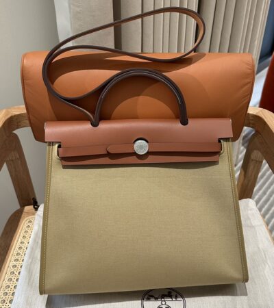 Replica Hermes Herbag 31cm Brown Canvas - Best Fake Designer Bags