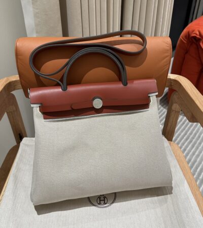 Replica Hermes Herbag 31cm Beige Red - Best Fake Designer Bags
