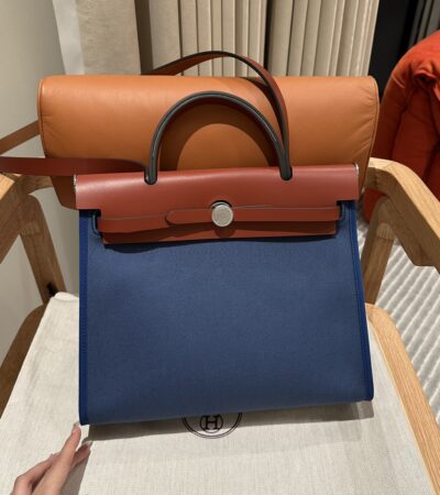 Replica Hermes Herbag 31cm Blue Canvas - Best Fake Designer Bags