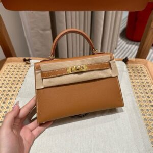Replica Hermes Kelly Brown Epsom Gold - Best Fake Designer Bags