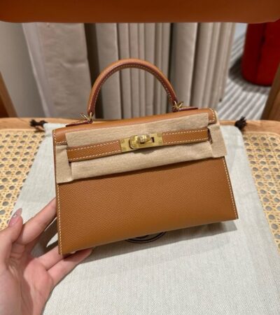 Replica Hermes Kelly Brown Epsom Gold - Best Fake Designer Bags