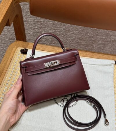 Replica Hermes Kelly Rouge  Box Silver - Best Fake Designer Bags