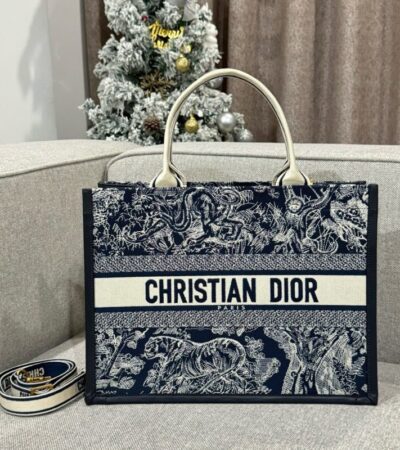 Replica Dior Tote Book Blue Tiger Leather - Best Fake Designer Bags