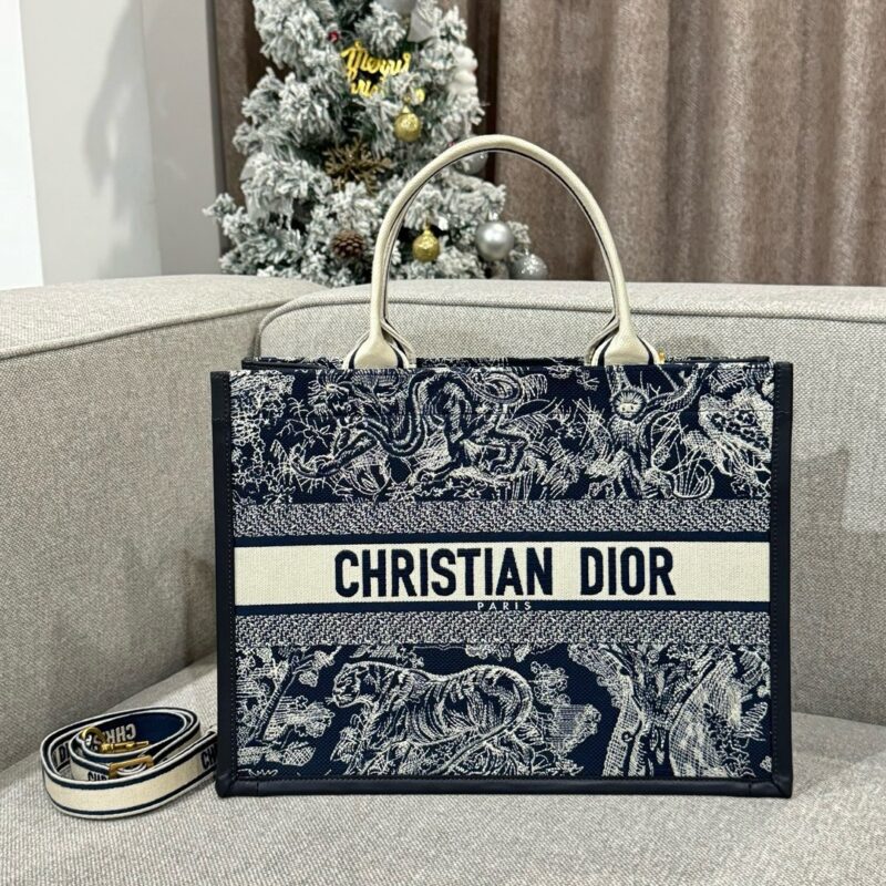 Replica Dior Tote Book Blue Tiger Leather - Best Fake Designer Bags