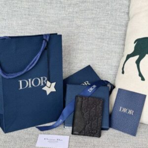 Replica Dior Bi Fold Card Holder Oblique Black - Best Fake Designer Bags