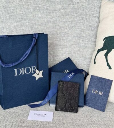 Replica Dior Bi Fold Card Holder Oblique Black - Best Fake Designer Bags