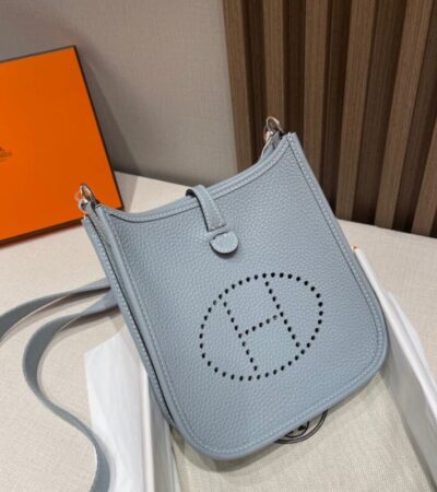 Replica Hermes Evelyne II TPM Linen BLue - Best Fake Designer Bags