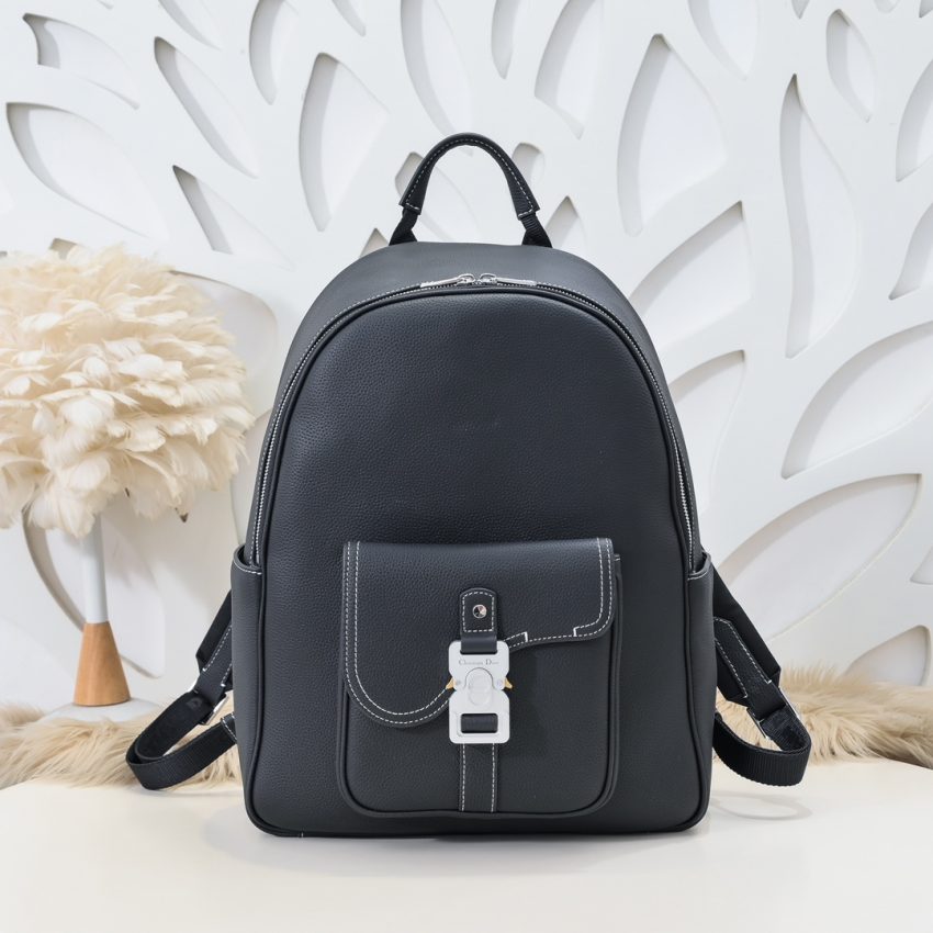 Replica Dior Saddle Zip Backpack Black Grained Calfskin - Best Fake Designer Bags