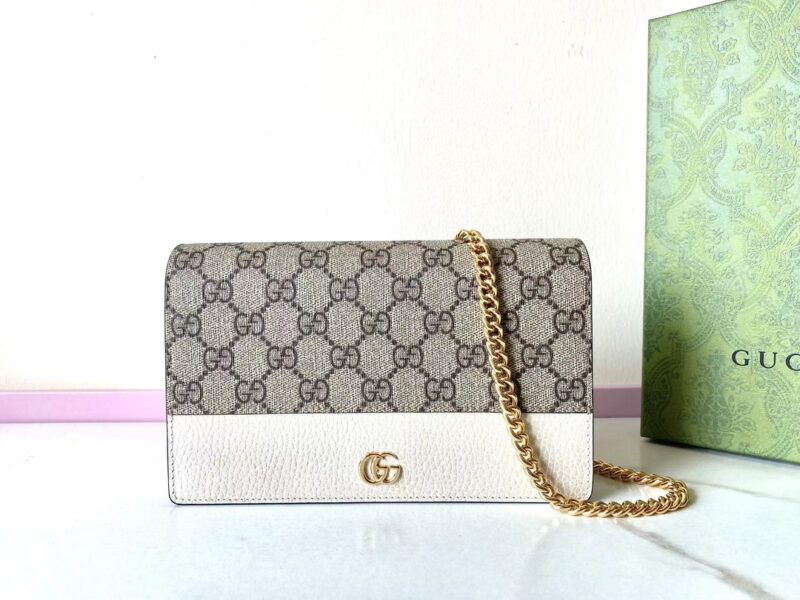 Replica Gucci  GG Marmont Chain Bag White - Best Fake Designer Bags