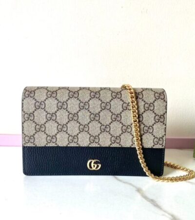Replica Gucci GG Marmont Chain Bag Black - Best Fake Designer Bags