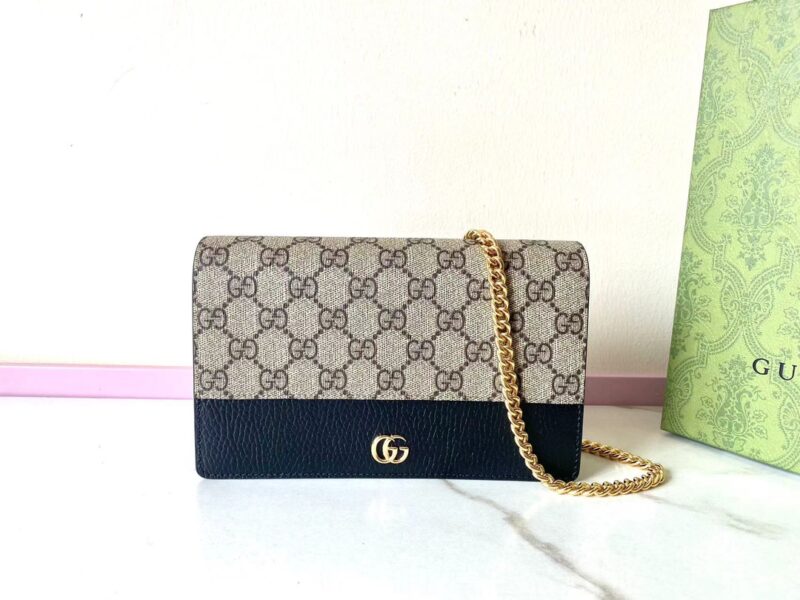 Replica Gucci  GG Marmont Chain Bag Black - Best Fake Designer Bags