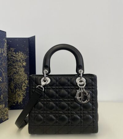 Replica Lady Dior Large Black Silver - Best Fake Designer Bags