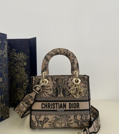 Replica Lady Dior  D-Lite Beige Zodiac - Best Fake Designer Bags