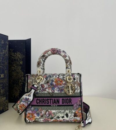 Replica Lady Dior D-Lite Purple Flowers - Best Fake Designer Bags