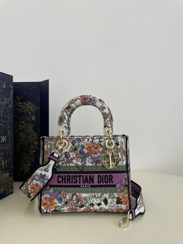 Replica Lady Dior D-Lite Purple Flowers - Best Fake Designer Bags
