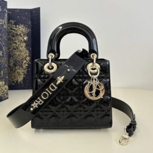 Replica Lady Dior Patent Black ABC - Best Fake Designer Bags