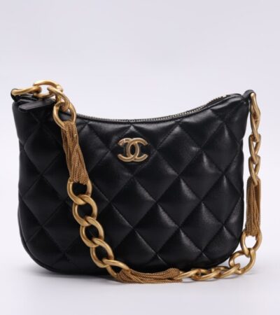 Replica CHANEL Chain Hobo Black - Best Fake Designer Bags