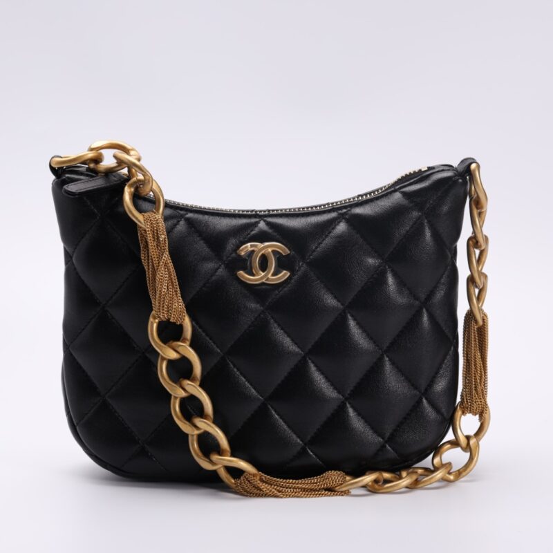 Replica CHANEL Chain Hobo Black - Best Fake Designer Bags