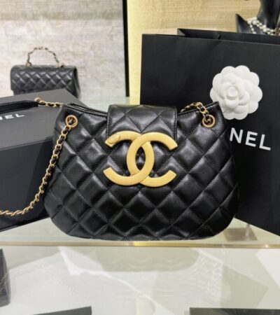 Replica CHANEL 24c Round Shoulder Bag Black - Best Fake Designer Bags