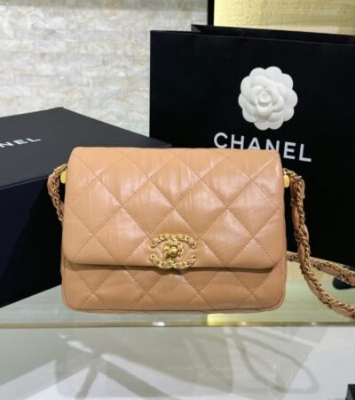 Replica CHANEL 19 Mini Flap  Caramel Bag - Best Fake Designer Bags
