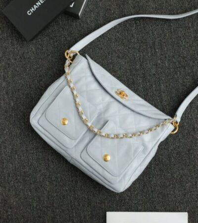 Replica CHANEL 24p Postman Small Light Blue - Best Fake Designer Bags