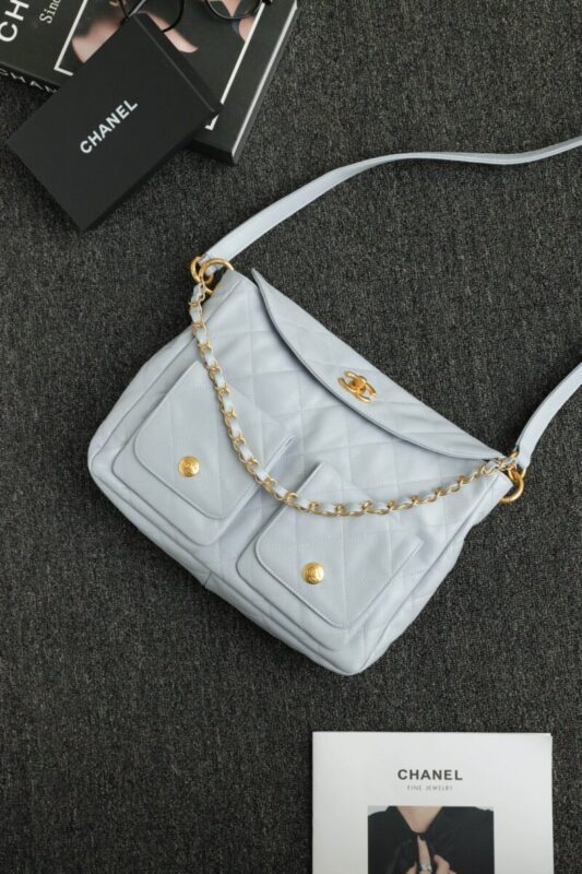 Replica CHANEL 24p Postman Small Light Blue - Best Fake Designer Bags