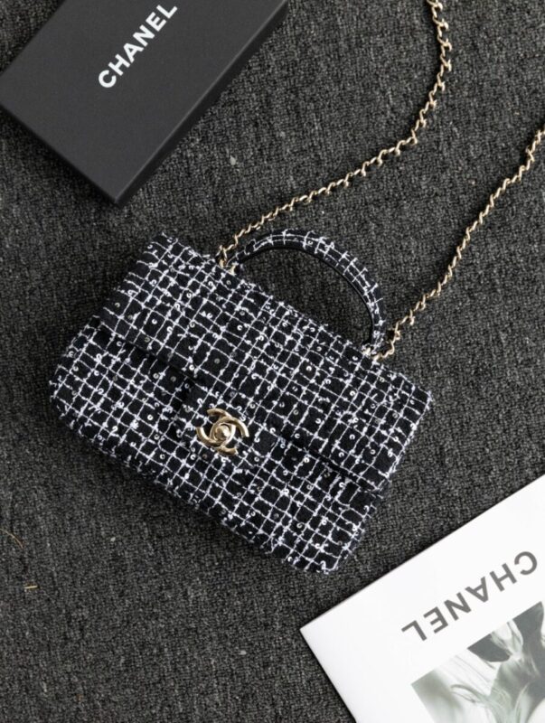 Replica CHANEL 24p Tweed Black and White - Best Fake Designer Bags