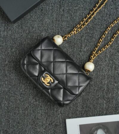 Replica CHANEL CF Double Pearl Black - Best Fake Designer Bags