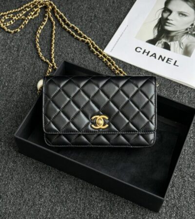 Replica CHANEL 24s Double Pearl Woc Black - Best Fake Designer Bags