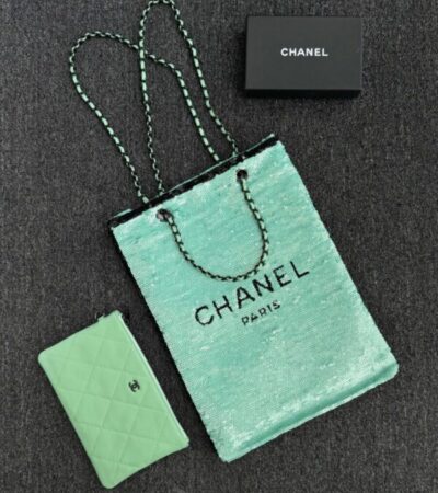 Replica CHANEL Sequin Shoulder Bag Green - Best Fake Designer Bags