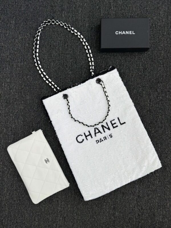 Replica CHANEL Sequin Shoulder Bag White - Best Fake Designer Bags