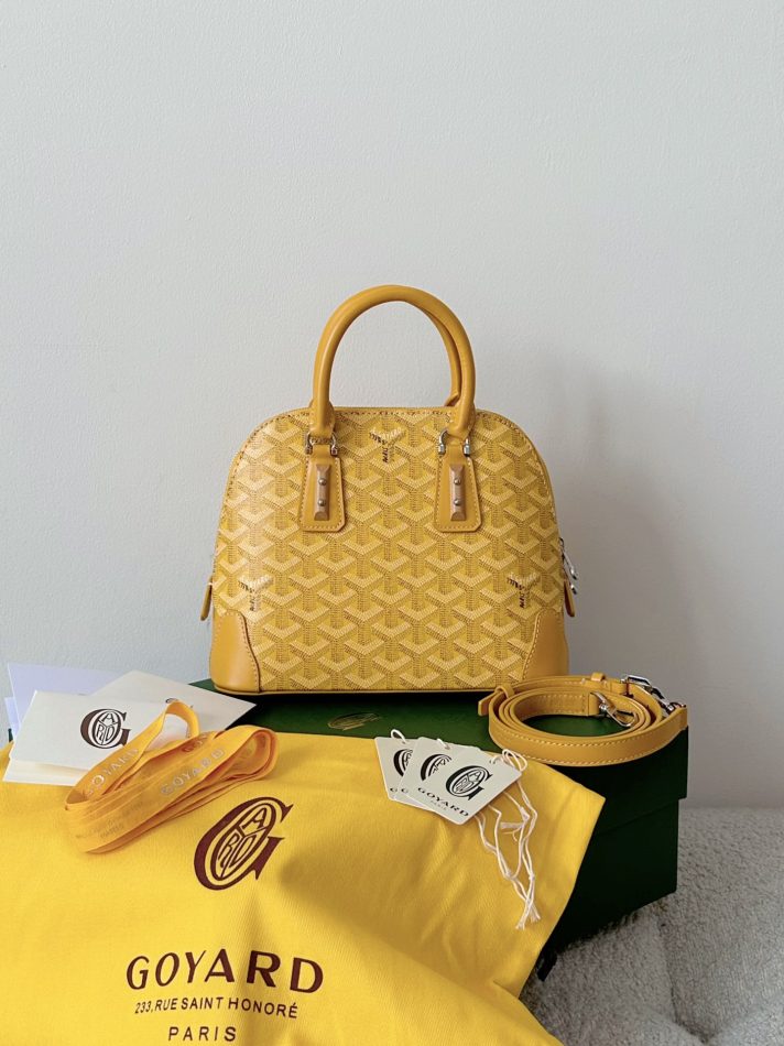 Goyard Vendome Mini Yellow 1 Goyard Vendome PM Mini Bag Replica — Structured Goyardine Crossbody